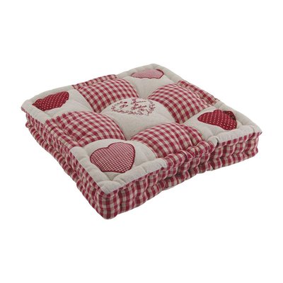 Coussin rouge motifs coeurs AUBRY GASPARD