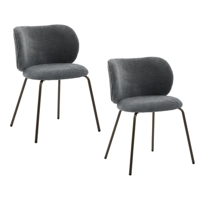 Lot de 2 chaises de salle à manger modernes en chenille tissu, KAROMIC MEUBLES COSY