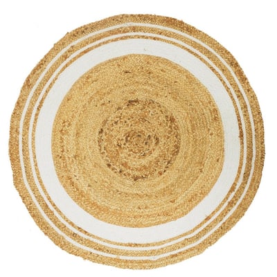 Tapis rond jute coton blanc D90 DECORATIE