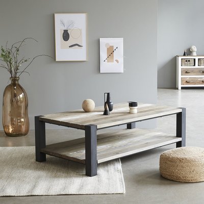 Table basse en pin recyclé massif et métal  INDUS BERAH GETAH