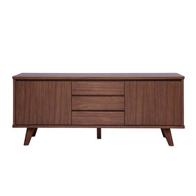 Buffet scandinave en bois foncé noyer 2 portes 3 tiroirs L180 cm FIFTIES MILIBOO