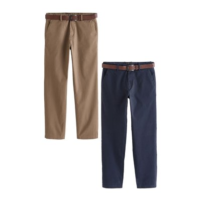 Pantalons chino avec ceinture, lot de 2 NEXT