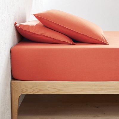Drap housse uni coton lavé bonnet 30cm Scenario LA REDOUTE INTERIEURS