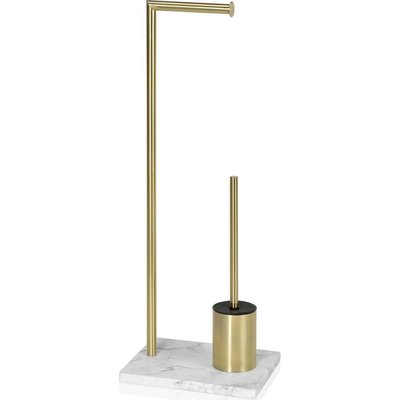 Porte papier toilette doré effet marbre avec porte brosse élégant RECOLLECTION
