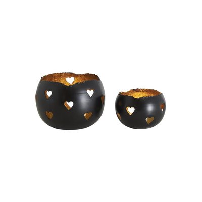 Photophores Coeurs en métal noir et doré (lot de 2) AUBRY GASPARD