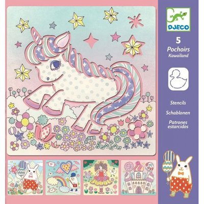 Lot de 5 pochoirs Kawaïland DJECO
