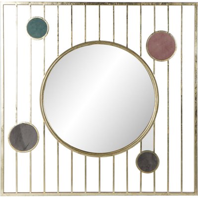 Miroir en métal, touche colorée, Sixties RECOLLECTION