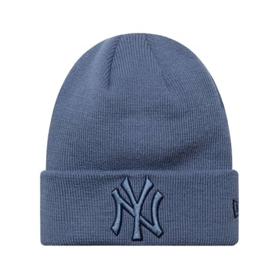 Bonnet bleu en maille tricotée pourvu du logo de la marque à l'avant NEW ERA