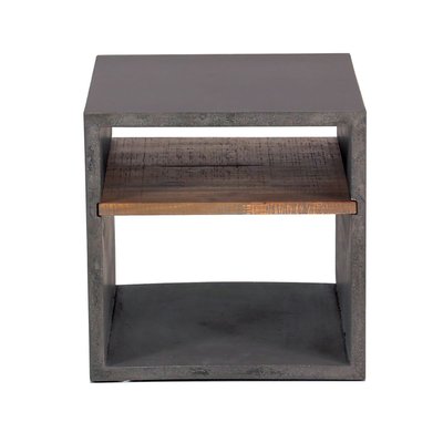Cube béton et acacia de 40 cm gris foncé 2 niches Hermitage ZAGO