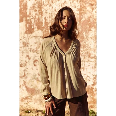 Blouse manches longues col v  uni BERTINA LA PETITE ETOILE