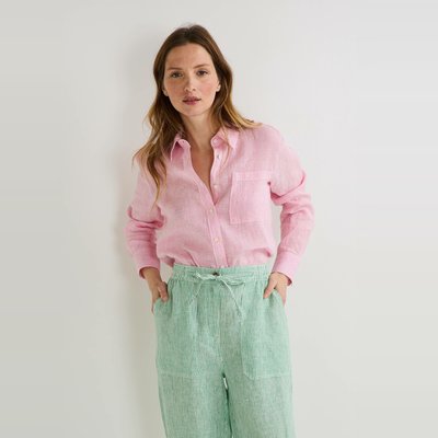 Chemise manches longues rayée en lin MONOPRIX