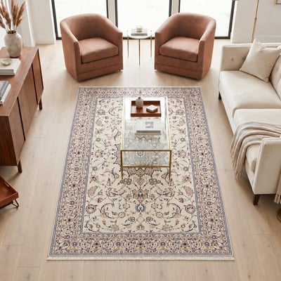 Tapis d'orient, motif oriental, noué main, laine et soie, NAIN 9LA 34 UN AMOUR DE TAPIS