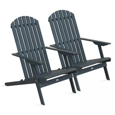Lot de 2 fauteuils inclinable en bois, CALGARY OVIALA