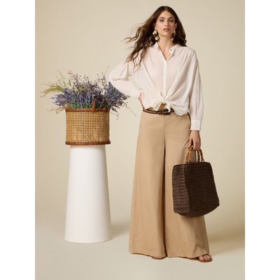 Pantalon large en coton léger de couleur unie OLTRE