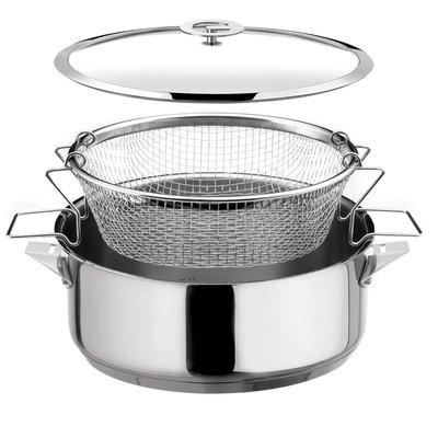 Sauteuse 24 cm revêtue en céramique, couvercle et panier de cuisson pour friture et eau - ECLIPSE CUISINOX