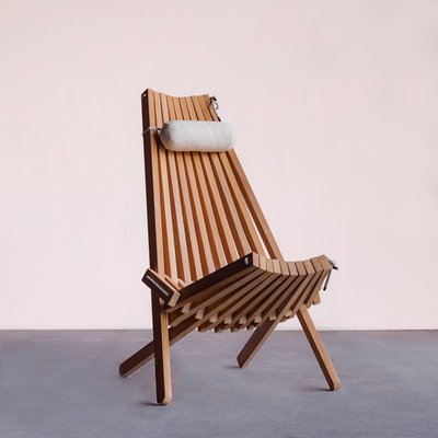 Chaise de jardin en teck avec coussin appuis tête blanc Relax WANDA COLLECTION