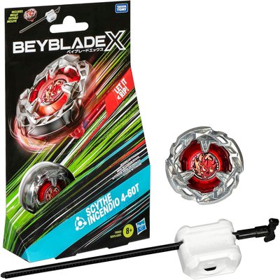 Beyblade X, Starter Pack avec toupie de compétition Scythe Incendio 4-60T et lanceur HASBRO