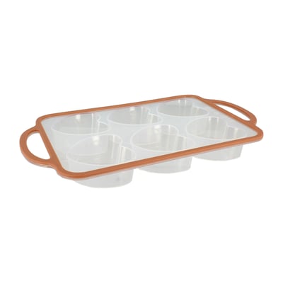 Moule à 6 pâtisseries coeur en silicone et acier carbone, MADY MENASTYL
