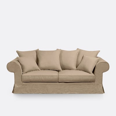 Canapé droit convertible, 2 ou 3 places, déhoussable, en lin épais, ADELIA LA REDOUTE INTERIEURS