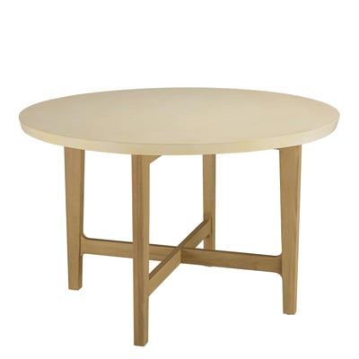Table à manger ronde 120 cm plateau béton beige BRASILIA PIER IMPORT