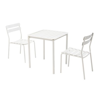 Table de jardin carrée 70cm et 2 chaises en aluminium, ALMADA OVIALA