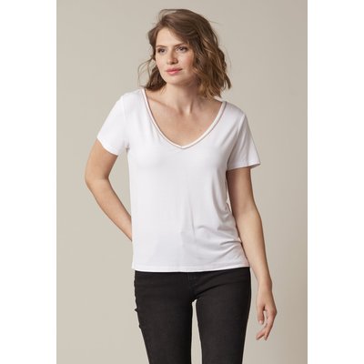 T-shirt col en V avec liseré brillant pour femme CASA DEELUXE