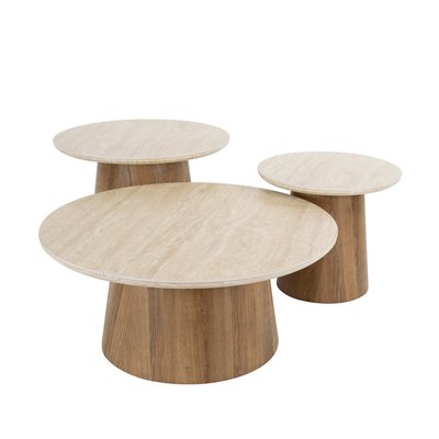 Set de tables basses rondes en bois et céramique - MILAN MATHI DESIGN
