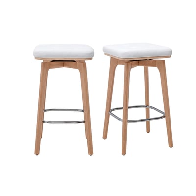 Tabourets de bar pivotants 360° blancs et bois clair H67.5 cm (lot de 2) GRAMMA MILIBOO