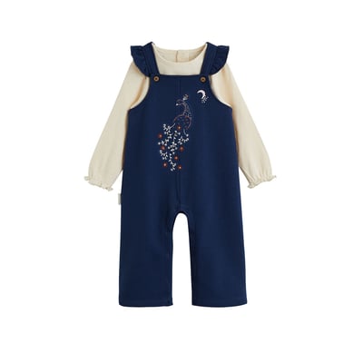 Ensemble salopette bébé en molleton et t-shirt en pointelle Ollie PETIT BEGUIN