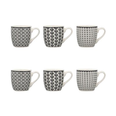 Lot de 6 tasses en porcelaine 18cl, GRAPHIK NOVASTYL