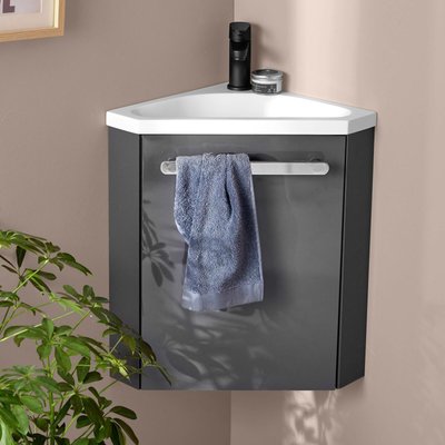 Ensemble lave-mains d'angle suspendu avec robinet noir SKINO MOB IN
