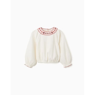 Blouse en coton à manches longues avec col brodé ZIPPY