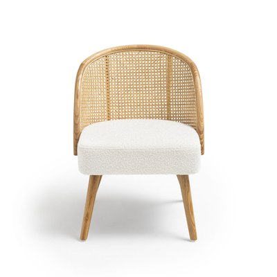 Fauteuil en tissu bouclette et rotin - CANDICE DRAWER