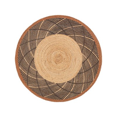 Tapis rond de jute tissé main SAHARA BENUTA 