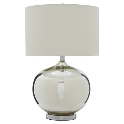 Glass and Chrome Curved Base with White Shade Table Lamp SO'HOME