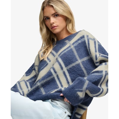 Pull Check Jacquard Brossé Coupe Décontractée SUPERDRY