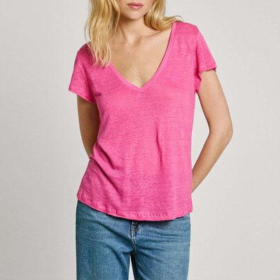 T-Shirt À Col V Avec Logo Brodé PEPE JEANS