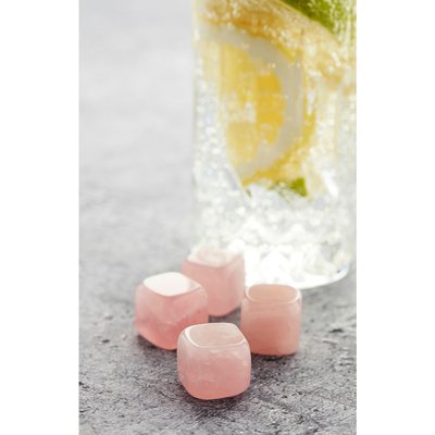 Set De 4 Glaçons Réutilisables En Jade Rose Avec Pochette POINT VIRGULE