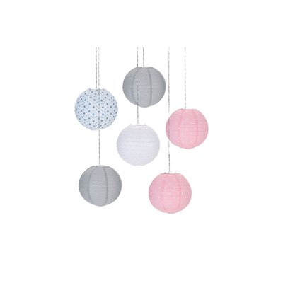 Set de 6 Abat-jours Suspensions Lanternes Chambre Enfant en Papier WADIGA