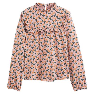 Blusa com gola subida e mangas compridas, estampado às flores LA REDOUTE COLLECTIONS