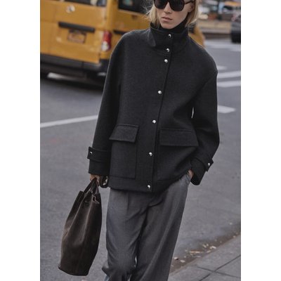 Manteau laine midi col montant MANGO