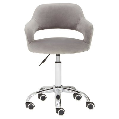 Soft Grey Velvet Office Chair with Chrome Base SO'HOME