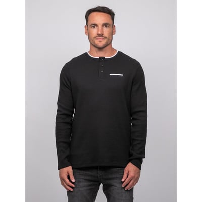 T Shirt Manches Longues Gaufré Col Tunisien Coton Jotendo RITCHIE