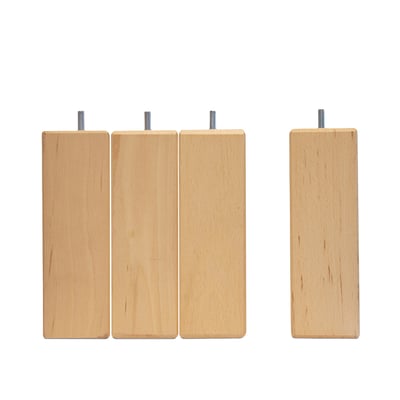 Jeu de pieds de lit carrés en bois (lot de 4) BELLECOUR