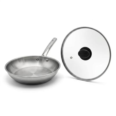 Poêle de cuisson inox avec couvercle verre 24 cm FACKELMANN