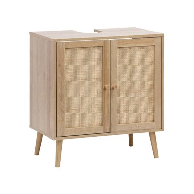 Meuble sous lavabo décor bois et cannage BOHEME SWEEEK