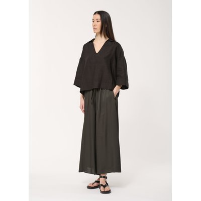 Top ample en lin noir manches 3/4 HUMILITY