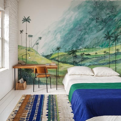 Papier peint panoramique paysage vert nature - 170x260 cm (l x h) LA TOUCHE ORIGINALE