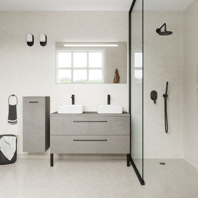 Meuble salle de bain 2 vasques posées 2 tiroirs - GLASGOW HOMIFAB