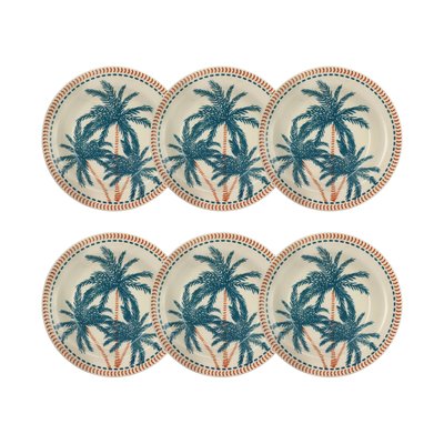 Lot de 6 assiettes creuses en grès 21,5cm, TROPIQUE NOVASTYL